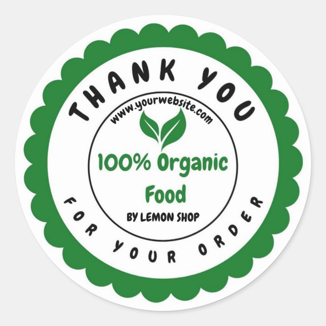 Adesivo Redondo Obrigado 100% Círculo De Personalização Da Comida  (Frente)