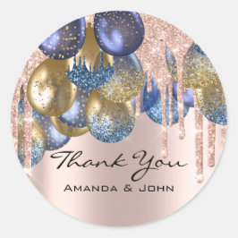 Adesivo Redondo Obrigado 16ª Bridal Ballon Blue Marinho Drivers