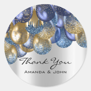 Adesivo Redondo Obrigado 16º Marinho de Casamento de Bridal