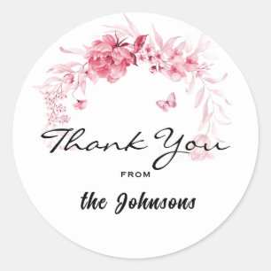 Adesivo Redondo Obrigado, 1,5-in-Pink Envy ou Favor do Chá (20)