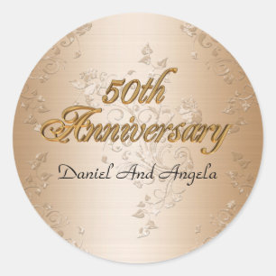 Adesivo Redondo obrigado 50º Aniversário Sticker o9r