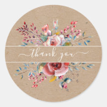 Obrigado a aquarela flores rústicas, vinheta kraft
