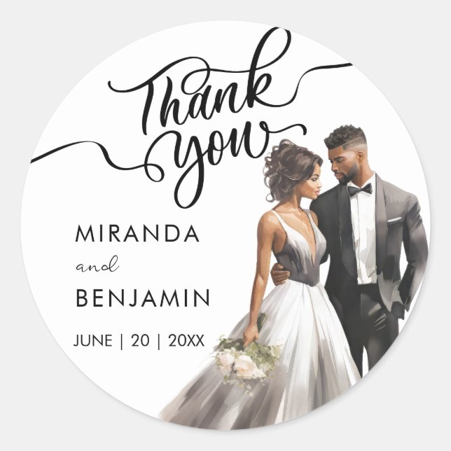 Adesivo Redondo Obrigado A Casar Negra Noiva Negra (Frente)