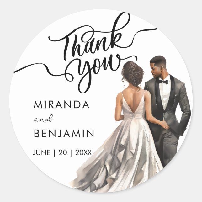 Adesivo Redondo Obrigado A Casar Negra Noiva Negra (Frente)