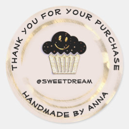 Adesivo Redondo Obrigado A Comprar Chocolate Muffin Sorria Rosa