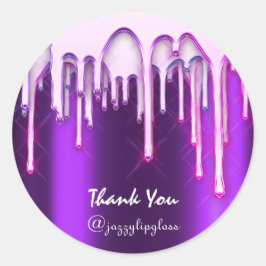 Adesivo Redondo Obrigado A Comprar Feriados Pigmas Rosa Púrpura