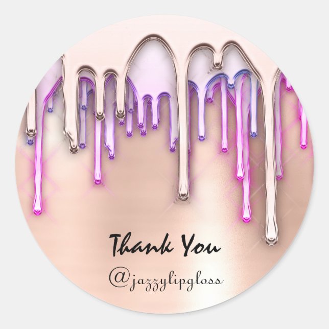 Adesivo Redondo Obrigado A Comprar Feriados, Unidades Rosa Rosa (Frente)