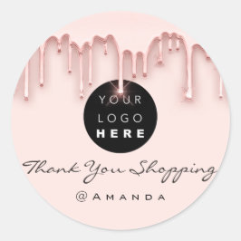 Adesivo Redondo Obrigado A Comprar Nome Rosa Blush