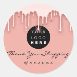 Adesivo Redondo Obrigado A Comprar Nome Rosa Blush