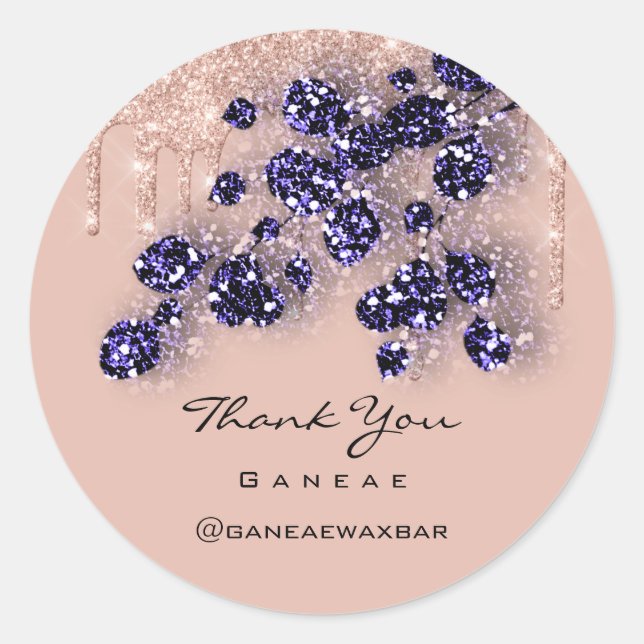 Adesivo Redondo Obrigado A Comprar O Rosa Glitter Floral (Frente)