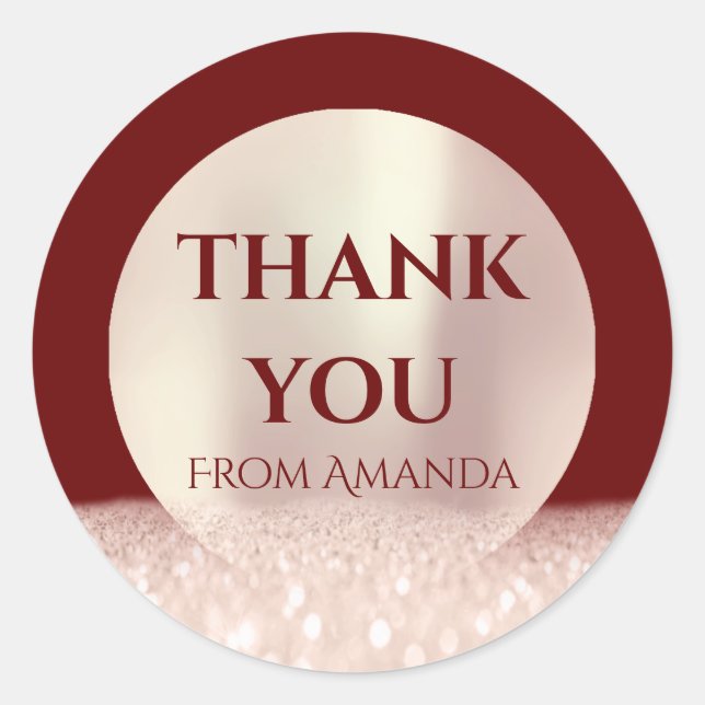 Adesivo Redondo Obrigado A Dar Nome À ClássicaRose Blush Burgundy  (Frente)