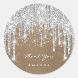 Adesivo Redondo Obrigado A Dar O Nome 16º Gotas De Prata De Cinza