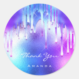 Adesivo Redondo Obrigado A Dar O Nome 16º Gotas Holográficas Brida