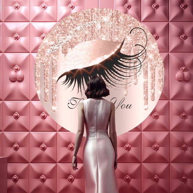 Adesivo Redondo Obrigado A Dar O Nome 16º Olhos De Rosa Bridal (Thank You Name 16th Bridal Rose Glitter Eyes Classic Round Sticker)