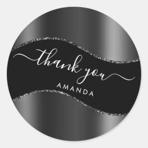 Adesivo Redondo Obrigado A Dar O Nome Da 16ª Cinza Bridal Prata B