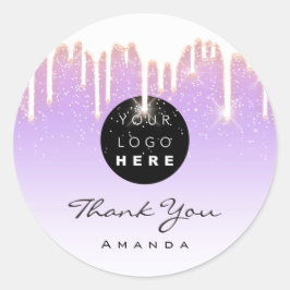 Adesivo Redondo Obrigado A Dar O Nome De Rosa Roxo De Artista. Log