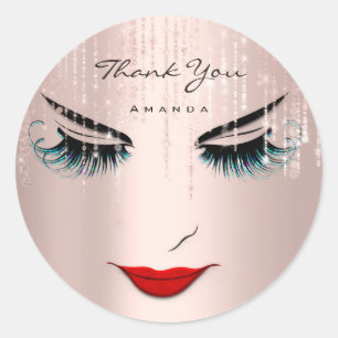 Adesivo Redondo Obrigado A Dar O Nome Eyelash Rosa Blush Sweet 16º
