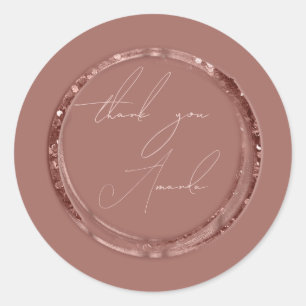 Adesivo Redondo Obrigado A Dar O Nome Rosa Pó Favor Bridal