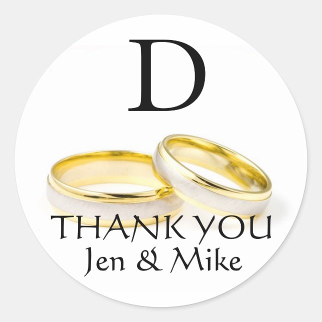 Adesivo Redondo Obrigado A Favor Do Vinheta Monograma D (Frente)