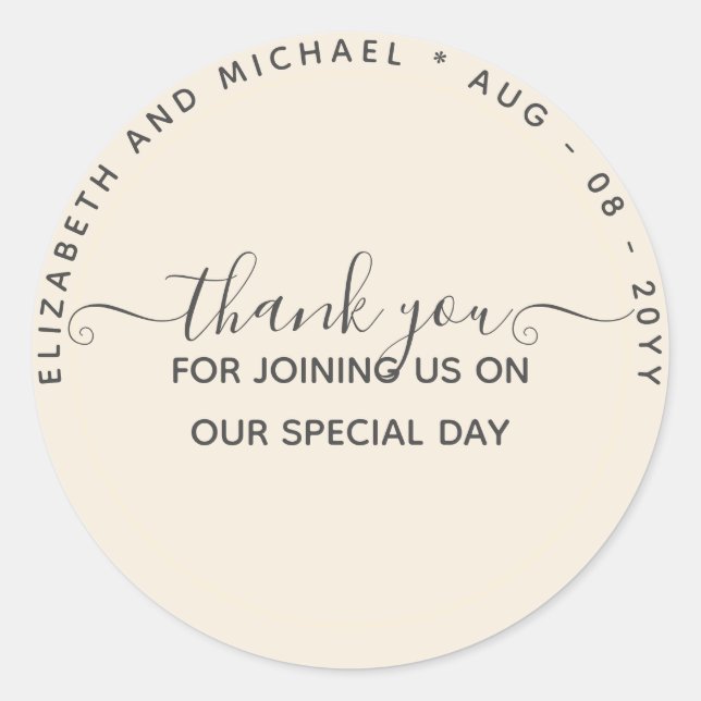 Adesivo Redondo Obrigado A Favor Monocromo (Frente)