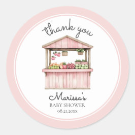 Adesivo Redondo Obrigado A Fazendeiros Chá de fraldas De Garotas D