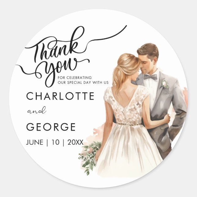 Adesivo Redondo Obrigado A Noiva Noiva De Casamento De Noite De Co (Frente)