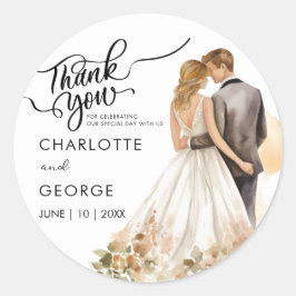 Adesivo Redondo Obrigado A Noiva Noiva, Noiva, Noite De Aquarela.