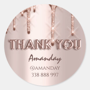 Adesivo Redondo obrigado a que você dá o nome Glitter Drives Rosa 