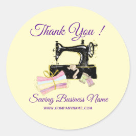 Adesivo Redondo Obrigado A Sewing Machine Vintage Business
