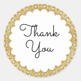 Adesivo Redondo Obrigado A Vintage Com Vinhagens Douradas Personal