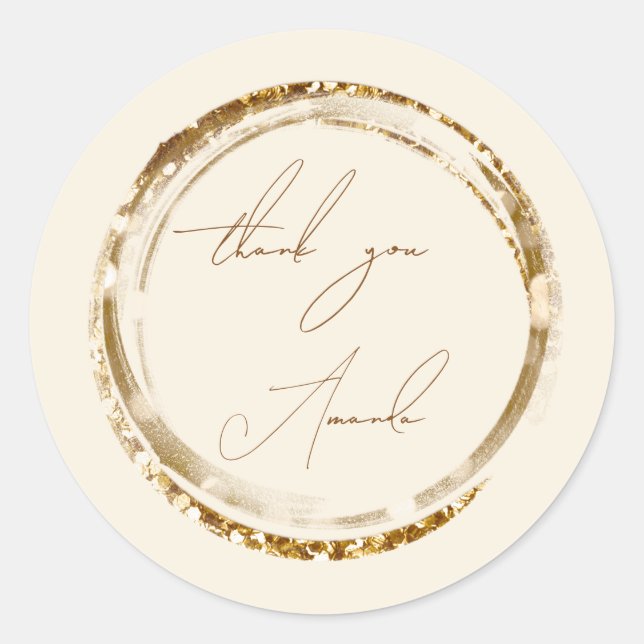 Adesivo Redondo Obrigado A Você Chamar Seal Dourado Caligraphy Bro (Frente)