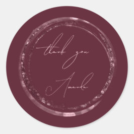 Adesivo Redondo Obrigado A Você Chamar Seal Rosa Burgundy Glitter