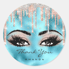 Adesivo Redondo Obrigado A Você Nome Confetti Rosa Glitter Eyelash
