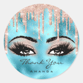 Adesivo Redondo Obrigado A Você Nome Confetti Rosa Glitter Eyelash