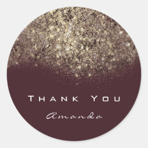 Adesivo Redondo Obrigado A Você Nome Glitter Dourado Confetti Burg