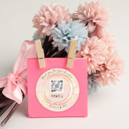 Adesivo Redondo Obrigado Adquira o logotipo de código QR Rosa Eyel