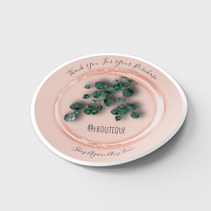 Adesivo Redondo Obrigado Adquira O Nome Eucalipto Verde Rosa