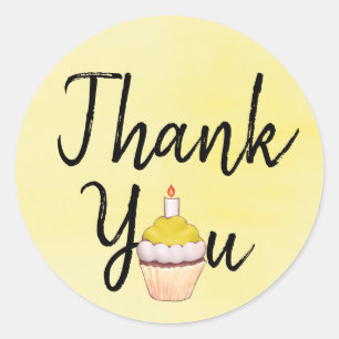 Adesivo Redondo Obrigado amarelo você cupcake