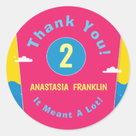 Adesivo Redondo Obrigado, Aniversário da Festa de Piscina Tropical