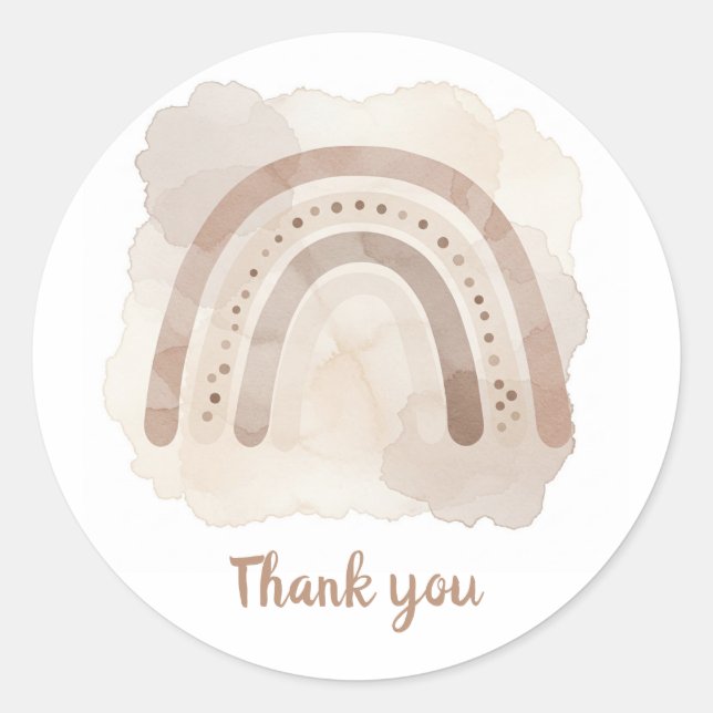 Adesivo Redondo Obrigado arco-íris neutro que você cola (Frente)