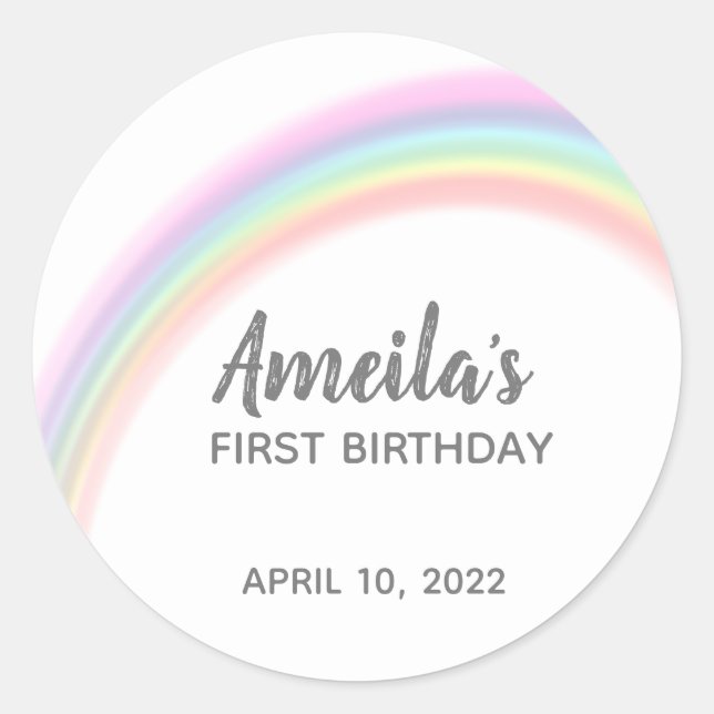 Adesivo Redondo Obrigado arco-íris que você cola (Frente)