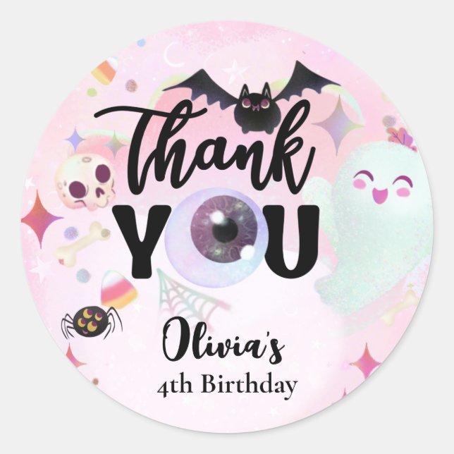 Adesivo Redondo Obrigado assustador (Frente)