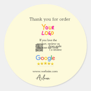 Adesivo Redondo Obrigado avaliação Google scan QR empresa