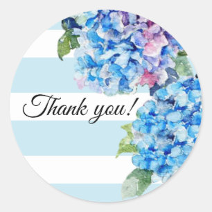 Adesivo Redondo Obrigado azul dos Hydrangeas do verão você