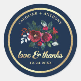 Adesivo Redondo Obrigado. Azul marinho | Casamento de Burgundy Blo