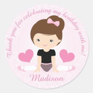 Adesivo Redondo Obrigado Ballerina - Festa de aniversário Personal
