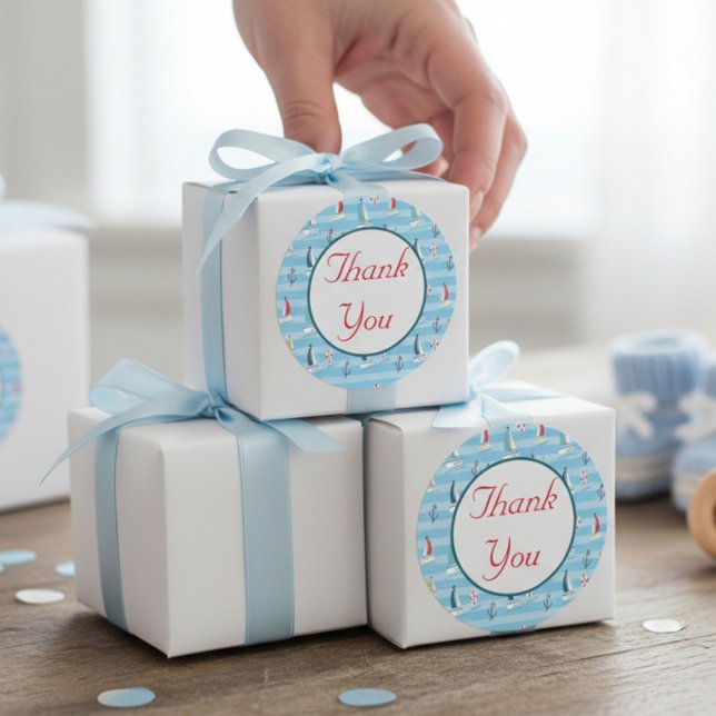 Adesivo Redondo Obrigado Barco à Vela Náutico (Criador carregado)