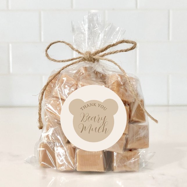 Adesivo Redondo Obrigado Beary Muito Chá de fraldas Favor (Criador carregado)