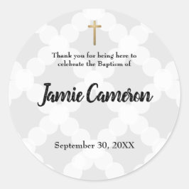 Adesivo Redondo Obrigado, Bebê Baptism Christening