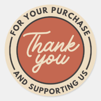 Adesivo Redondo Obrigado Beige Red